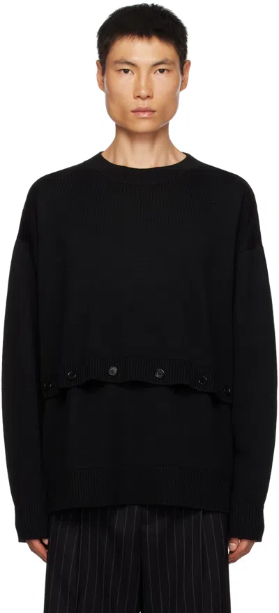 Botter Black Button Sweater In K017 Knit Black