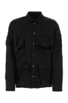 Botter Satin Shirt With Multiple Pockets And Adjustable Cuffs In Black