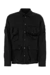 Botter Satin Shirt With Multiple Pockets And Adjustable Cuffs In Black