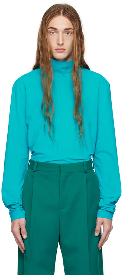 Botter Blue Dropped Shoulders Turtleneck In J010  Blue