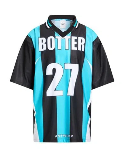 Botter X Reebok Man T-shirt Turquoise Size Xl Polyester, Elastane In Black