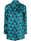 Botter Fish-pattern Silk Shirt In Blue