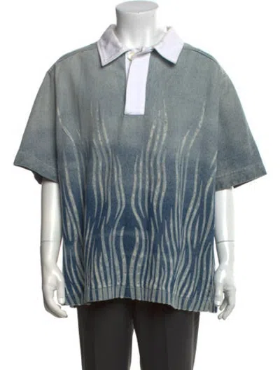 Pre-owned Botter Graphic Print Collar Polo Shirt In Blue