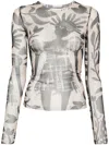 Botter Graphic-print Mesh T-shirt In Neutrals