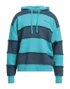 Botter Raw Edge Striped Hooded Sweatshirt In Navy Blue