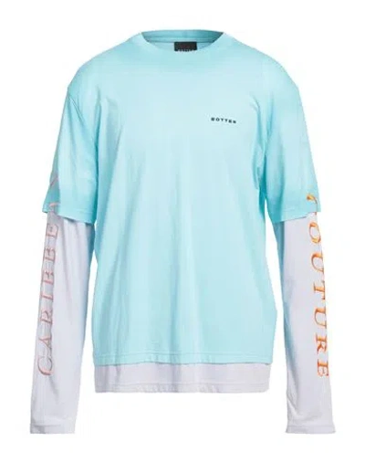 Botter Man T-shirt Turquoise Size Xl Cotton In Blue