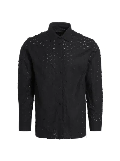 Botter Men's Fishskin Silk Button-front Shirt In Black