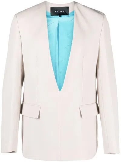 Botter Beige V-neck Blazer In Neutrals