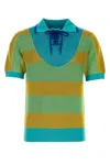 Botter Ribbed Hem Knit Striped Polo In Multicoloured