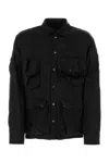 Botter Satin Shirt With Multiple Pockets And Adjustable Cuffs In Black