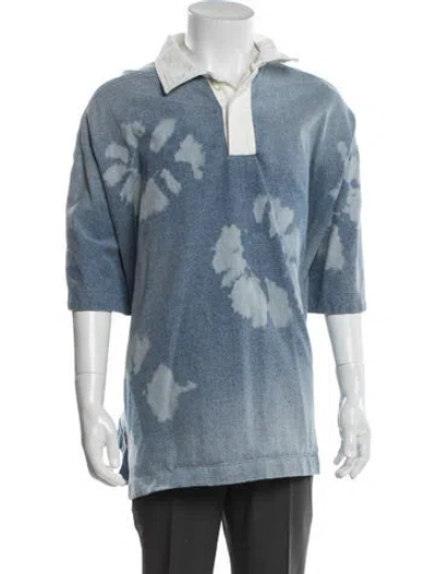 Pre-owned Botter Tie-dye Print Short Sleeve Denim Shirt In Blue