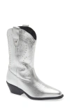 Bottero Metallic Western Boot In Silver
