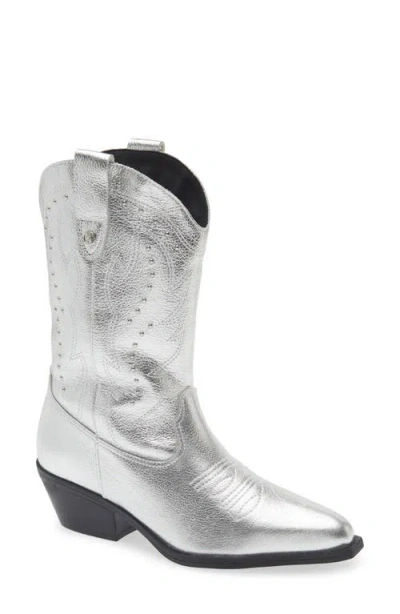 Bottero Metallic Western Boot In Silver