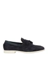 Botti Man Loafers Midnight Blue Size 8.5 Leather In Blue