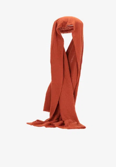 Botto Giuseppe Fine Knit Cashmere Scarf In Orange