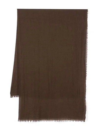 Botto Giuseppe Frayed-edge Scarf In Brown
