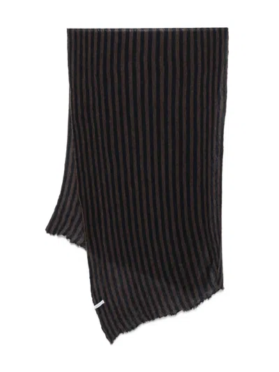 Botto Giuseppe Striped-pattern Cashmere Scarf In Black