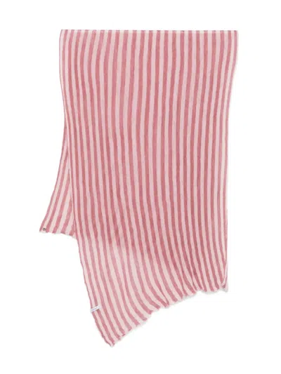 Botto Giuseppe Striped-pattern Cashmere Scarf In Pink