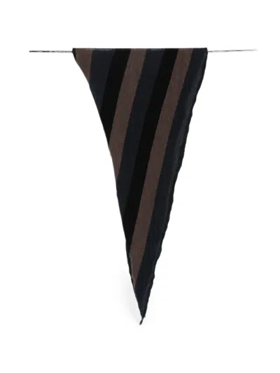 Botto Giuseppe Striped Triangular Scarf In Black