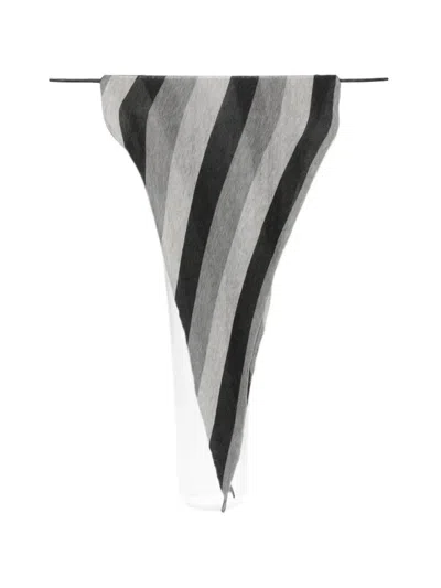 Botto Giuseppe Striped Triangular Scarf In Gray