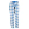 Bottoms Out Women's Plaid Flannel Open Bottom Pants In Blue