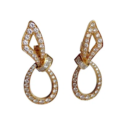 Pre-owned Boucheron 18 Carat Yellow Gold Diamond Earrings Knot