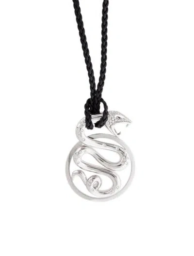 Pre-owned Boucheron 18k 1.03ctw Diamond Trouble Snake Pendant Necklace, 41" In Black
