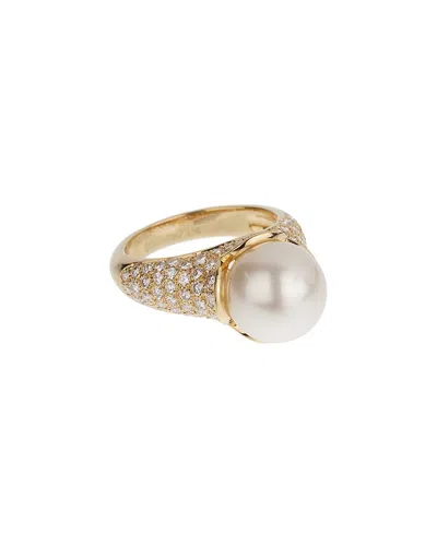 Pre-owned Boucheron 18k 2.00 Ct. Tw. Diamond & 10mm Pearl Ring (authentic Pre-loved)