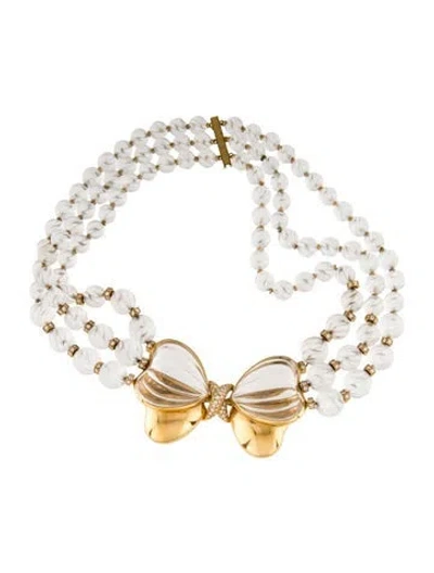 Pre-owned Boucheron 18k 5.07ctw Diamond & Crystal Multistrand Collar Necklace, 15"