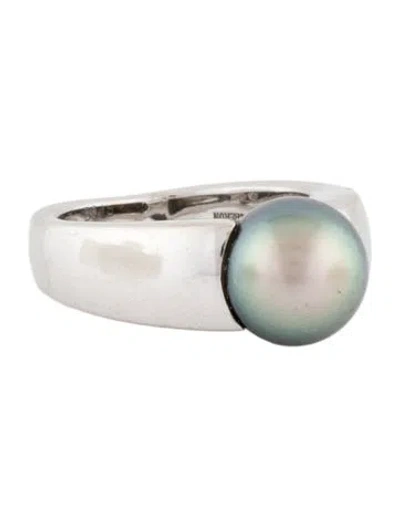 Pre-owned Boucheron 18k Cultured Pearl Anais Cocktail Ring In Multi