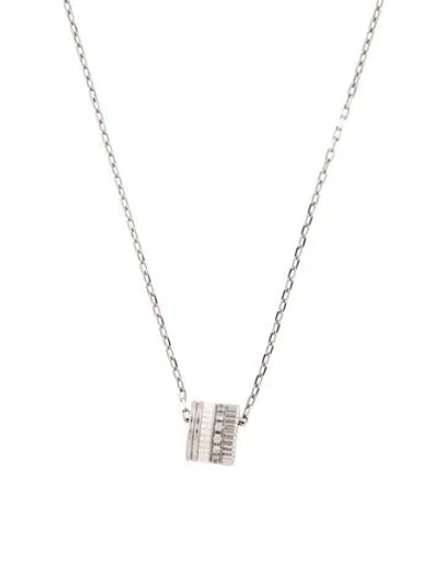 Pre-owned Boucheron 18k Diamond & Ceramic Quatre Hyceram Pendant Necklace, 20" In White