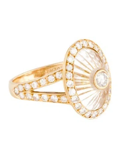 Pre-owned Boucheron 18k Diamond & Quartz Cocktail Ring In Multicolor