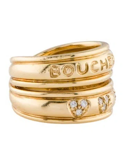 Pre-owned Boucheron 18k Diamond Double Band Ring In Multi