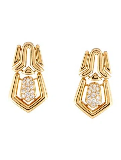 Pre-owned Boucheron 18k Diamond Drop Clip-on Earrings In Multi