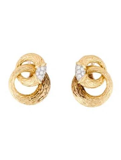 Pre-owned Boucheron 18k Diamond Drop Earclip Earrings In Multi