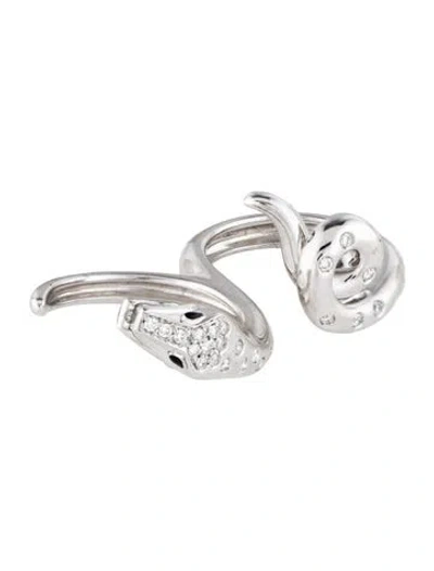 Pre-owned Boucheron 18k Diamond Kaa Serpent Two-finger Ring In Multi
