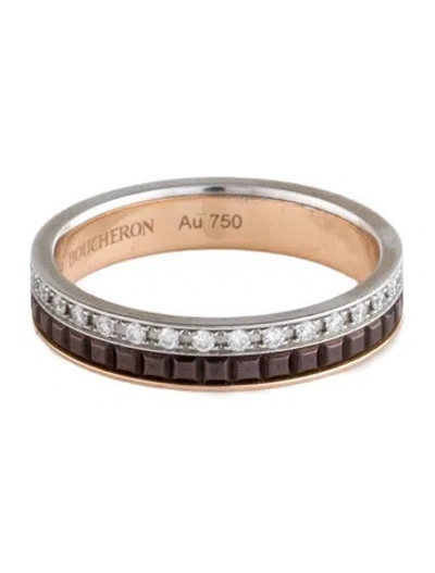 Pre-owned Boucheron 18k Diamond Quatre Classique Wedding Band In Multicolor