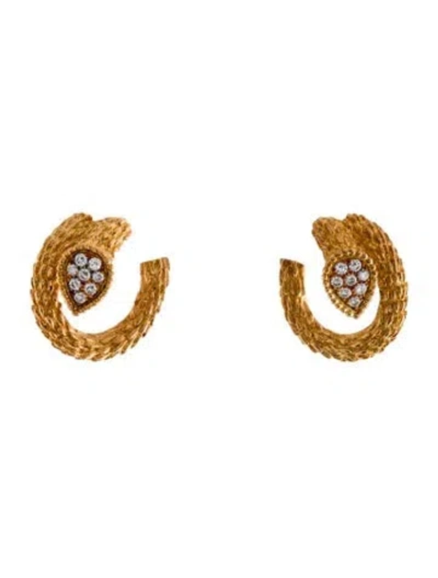 Pre-owned Boucheron 18k Diamond Serpent Bohème Earclip Earrings In Multicolor
