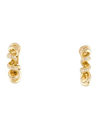 Pre-owned Boucheron 18k Diamond Serpent Boheme Hoop Earrings In Multi