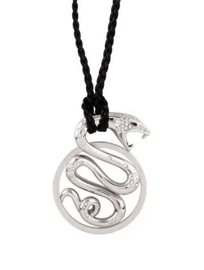 Pre-owned Boucheron 18k Diamond Snake Pendant Necklace, 40" In Black