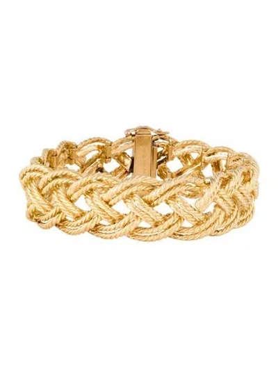 Pre-owned Boucheron 18k Gold Braided Rope Link Bracelet, 6.5" In Multi