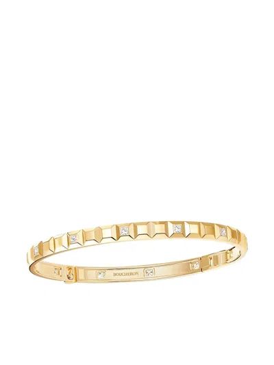 Boucheron 18k Gold Diamond Clou De Paris Bangle