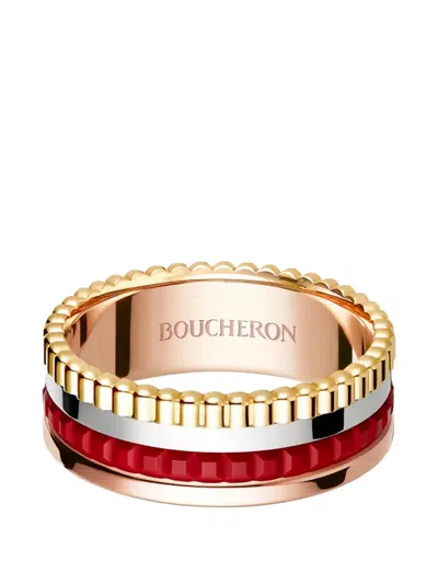 Boucheron 18k Gold Quatre Red Edition Ceramic Ring