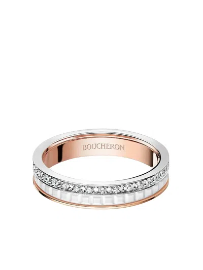 Boucheron 18k Gold Quatre White Edition Diamond Ring In Silver