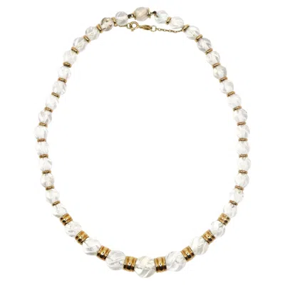 Pre-owned Boucheron 18k Gold Rock Crystal Beads Necklace In Multi
