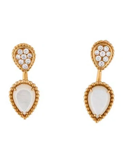 Pre-owned Boucheron 18k Mother Of Pearl & Diamond Serpent Bohème Stud Earring In Multicolor