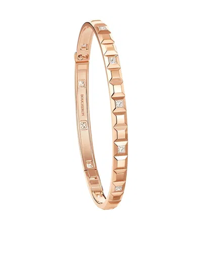 Boucheron 18k Rose Gold Diamond Clou De Paris Bangle