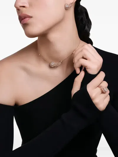 Boucheron 18k Rose Gold Diamond Plume De Paon Ring In Pink