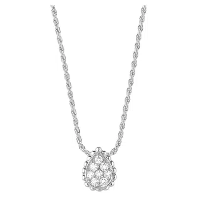 Pre-owned Boucheron 18k White Gold Pave Diamond Bohemian Drop Necklace