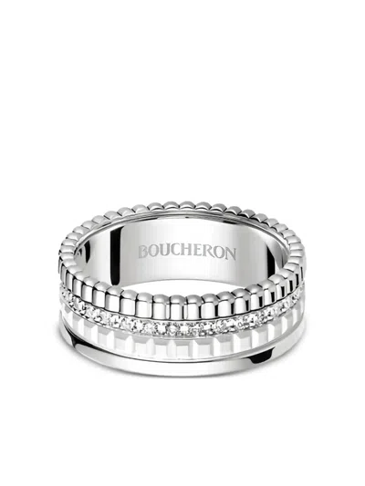 Boucheron 18k White Gold Quatre Double White Edition Diamond Ring In Silver